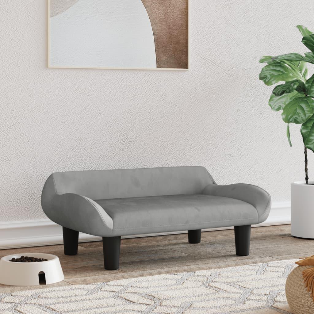 Hundeseng 70x40x24 Velour Lysegrå