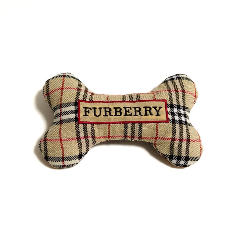 Catwalk Dog Furberry Bone Parody Plush Dog Toy