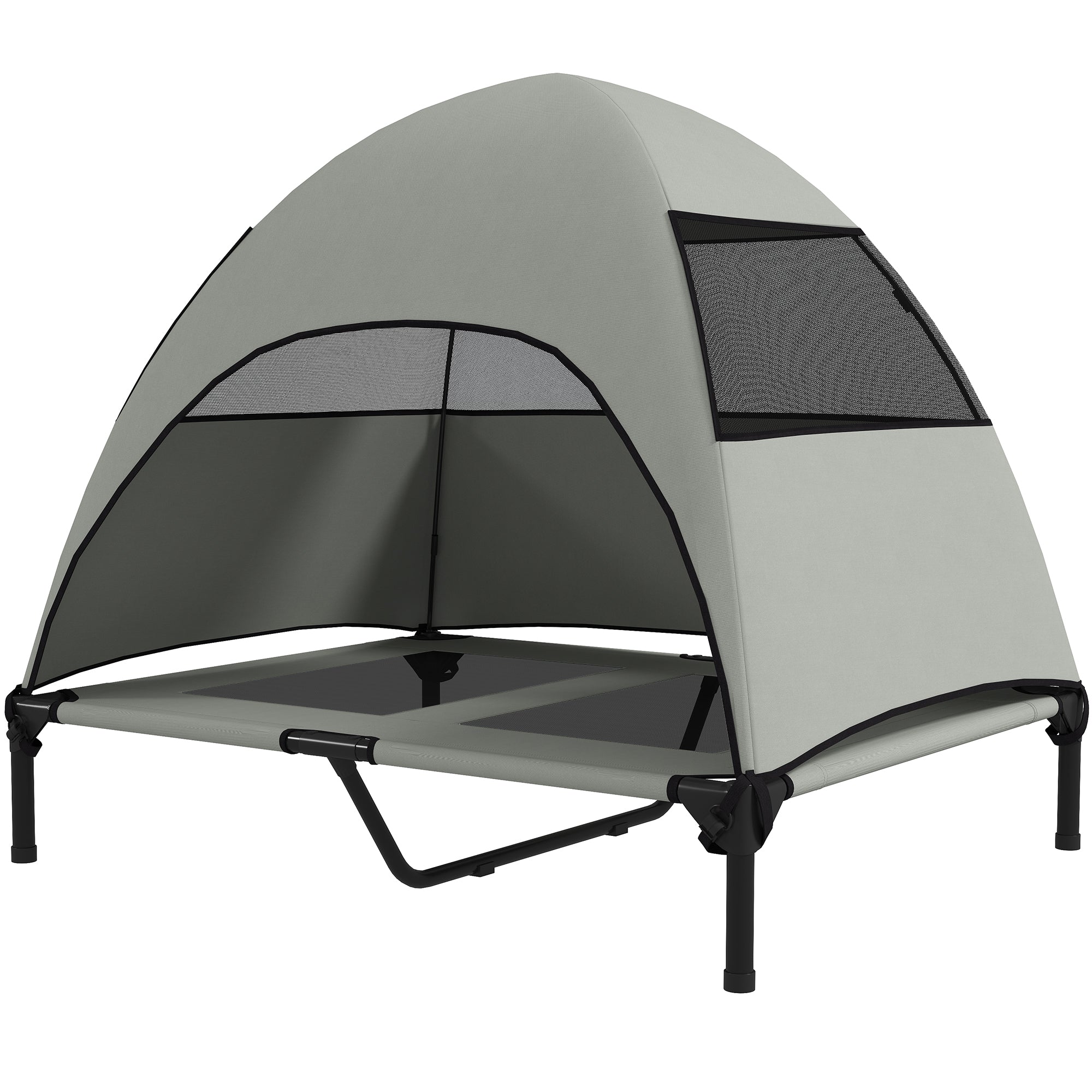 Udendørs Hundeseng Med Tag Hævet Hundeseng Til Store Hunde Lysegrå