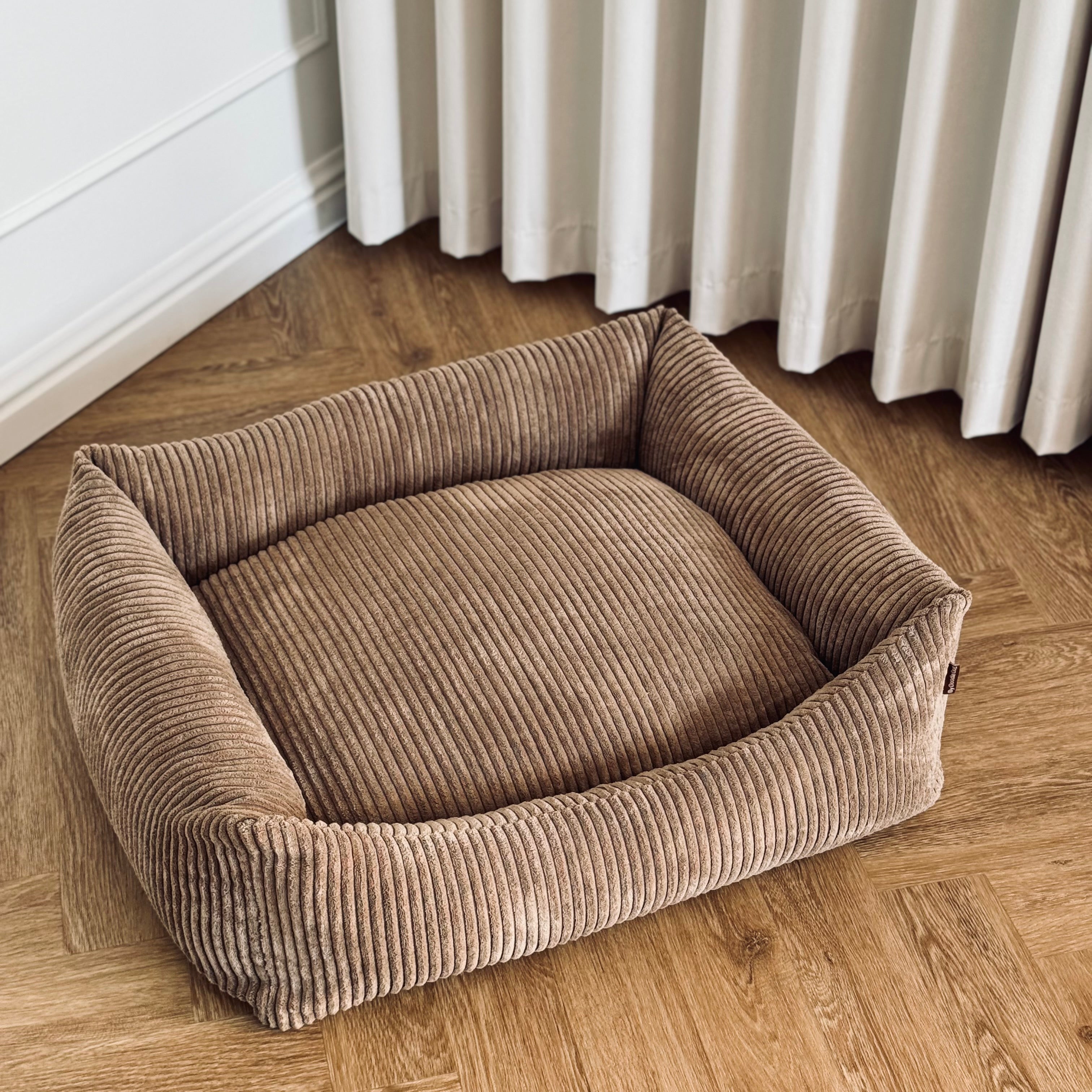 Bjørk Hundekurv Lys Brun Bred Fløjls