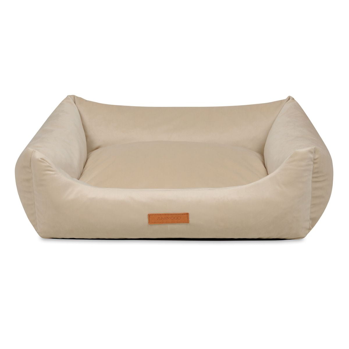 Animood Alex Hundeseng Rektangulær Beige Fløjl Stof 69x90
