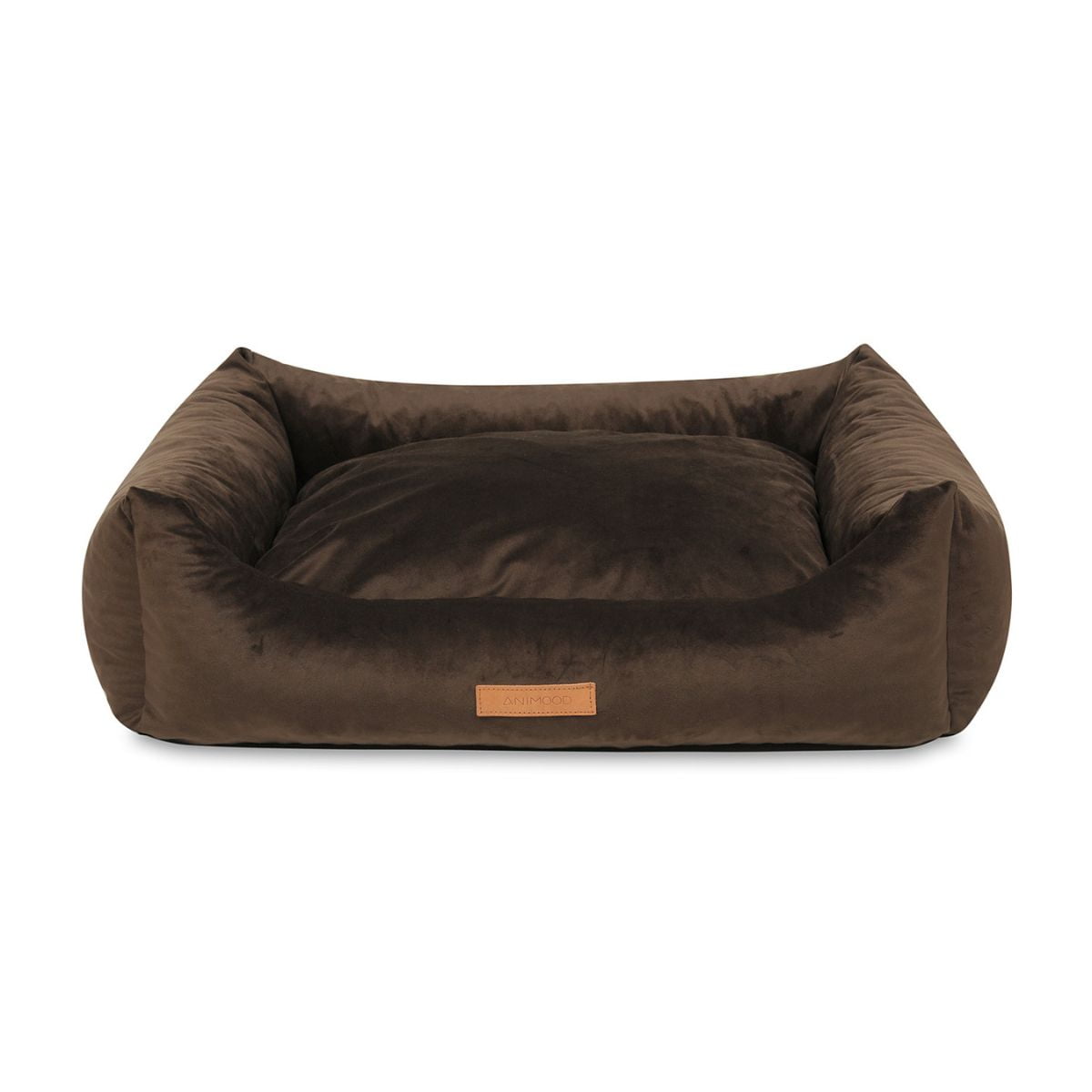 Animood Alex Hundeseng Rektangulær Brun Fløjl Stof 69x57