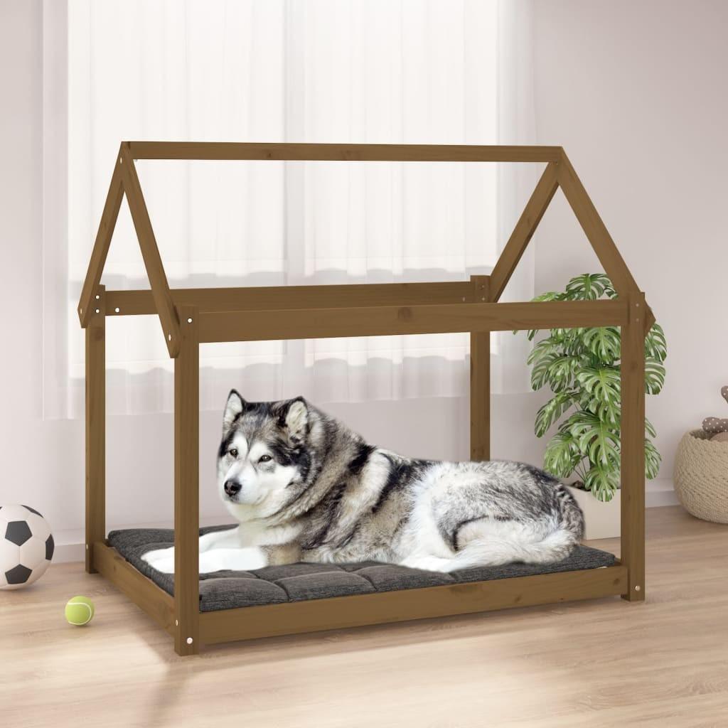 Hundeseng 111x80x100 Massivt Fyrretræ Gyldenbrun