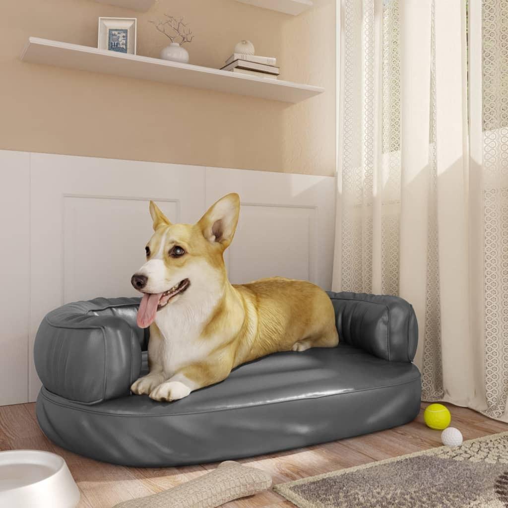 Ergonomisk Hundeseng 60x42 Skum Kunstlæder Grå