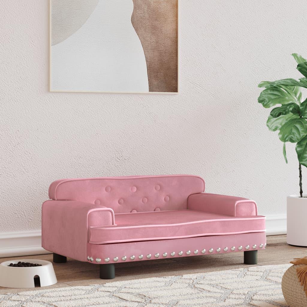 Hundeseng Velour Lyserød