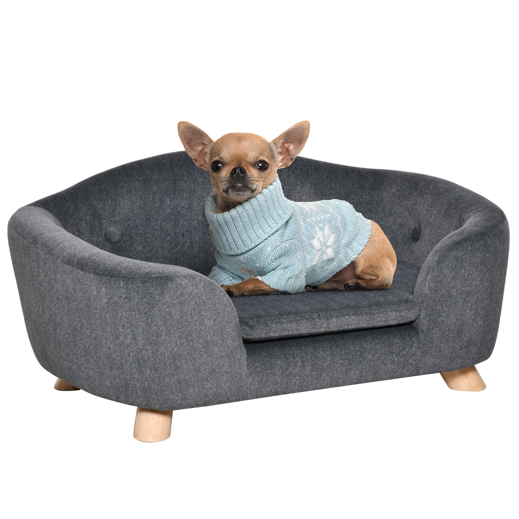Kæledyrssofa Hundemåtte Hundeseng Hundesofa Hundesofa Kattesofa Med Hynde Baglomme Plysskum Fyrretræ Mørkegrå