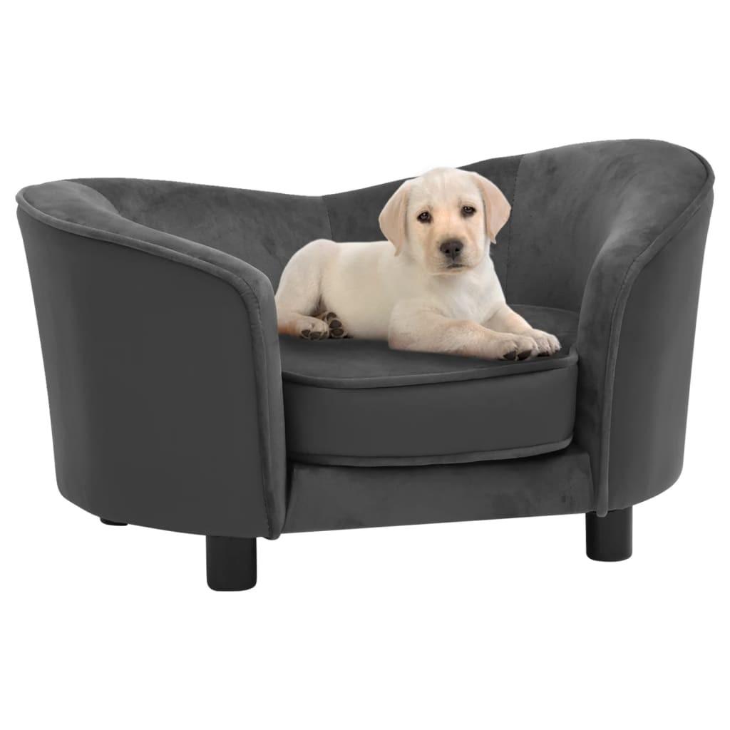 Hundesofa   Plys Kunstlæder Mørkegrå