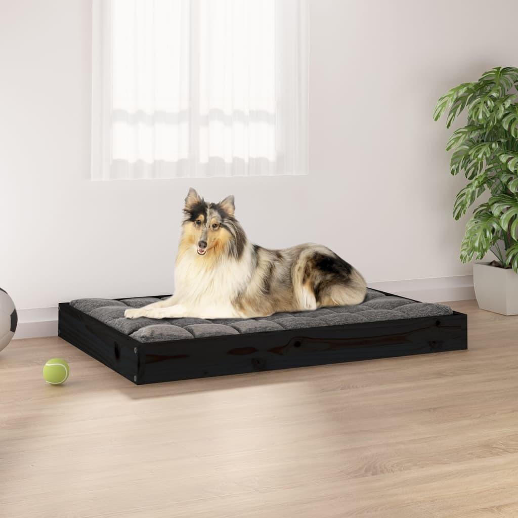 Hundeseng Massivt Fyrretræ Sort