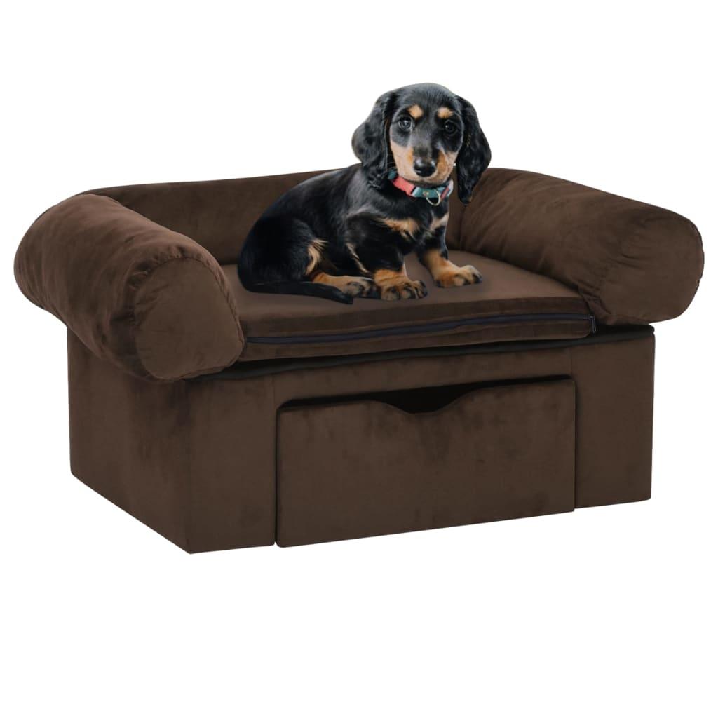 Hundesofa Med Skuffe   Plys Brun