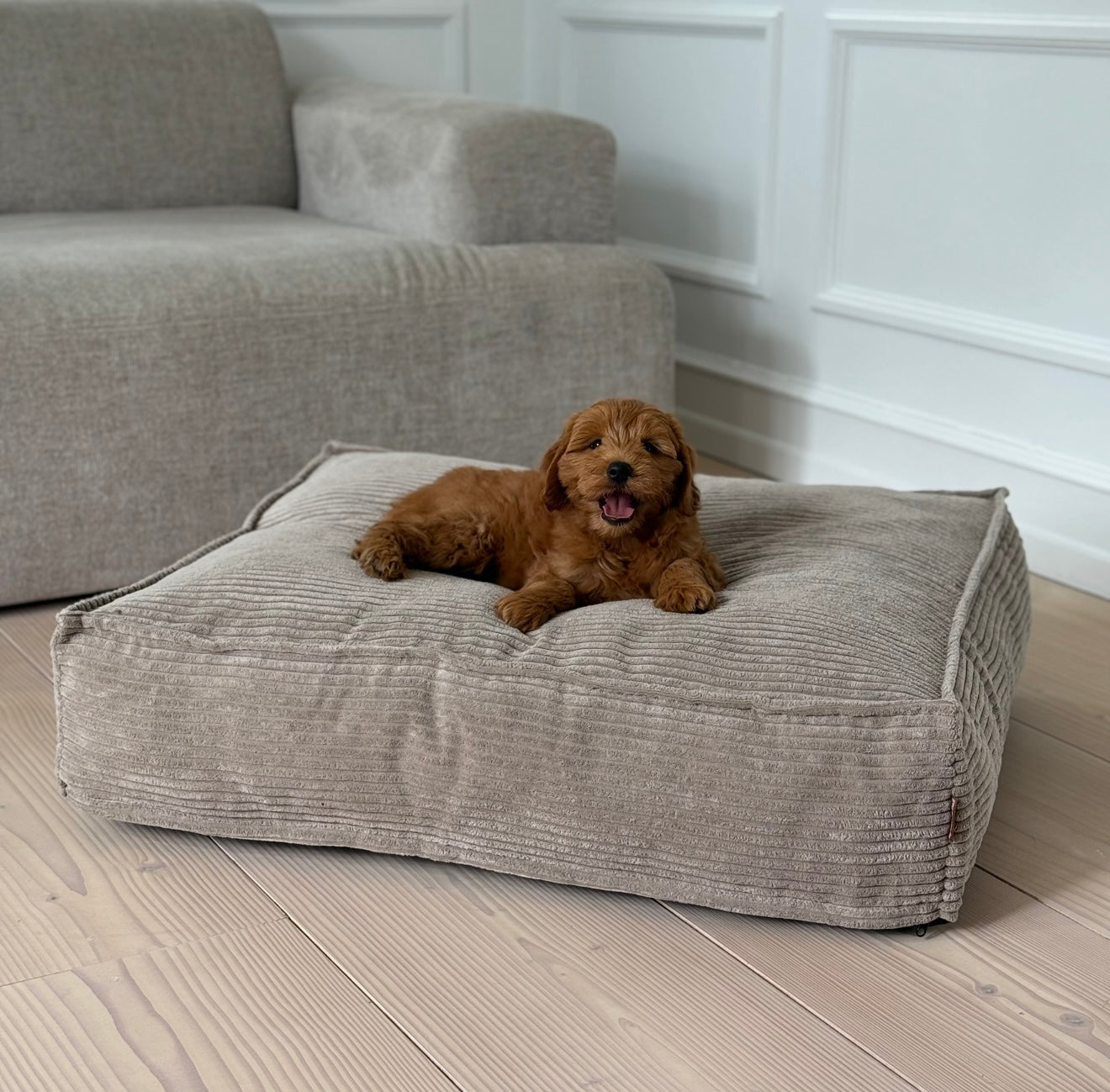 Frede Hundekurven Beige Bred Fløjl