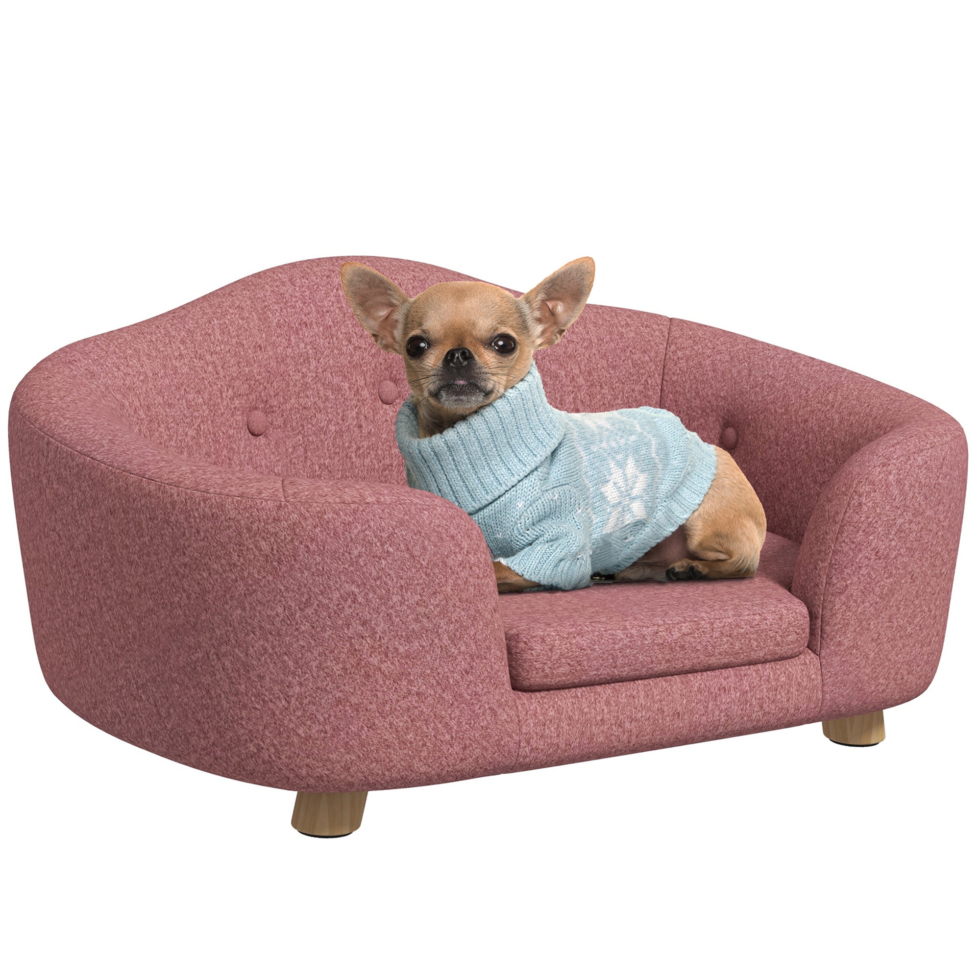 Kæledyrssofa Hundemåtte Hundeseng Hundesofa Hundesofa Kattesofa Med Hynde Baglomme Plysskum Fyrretræ Pink