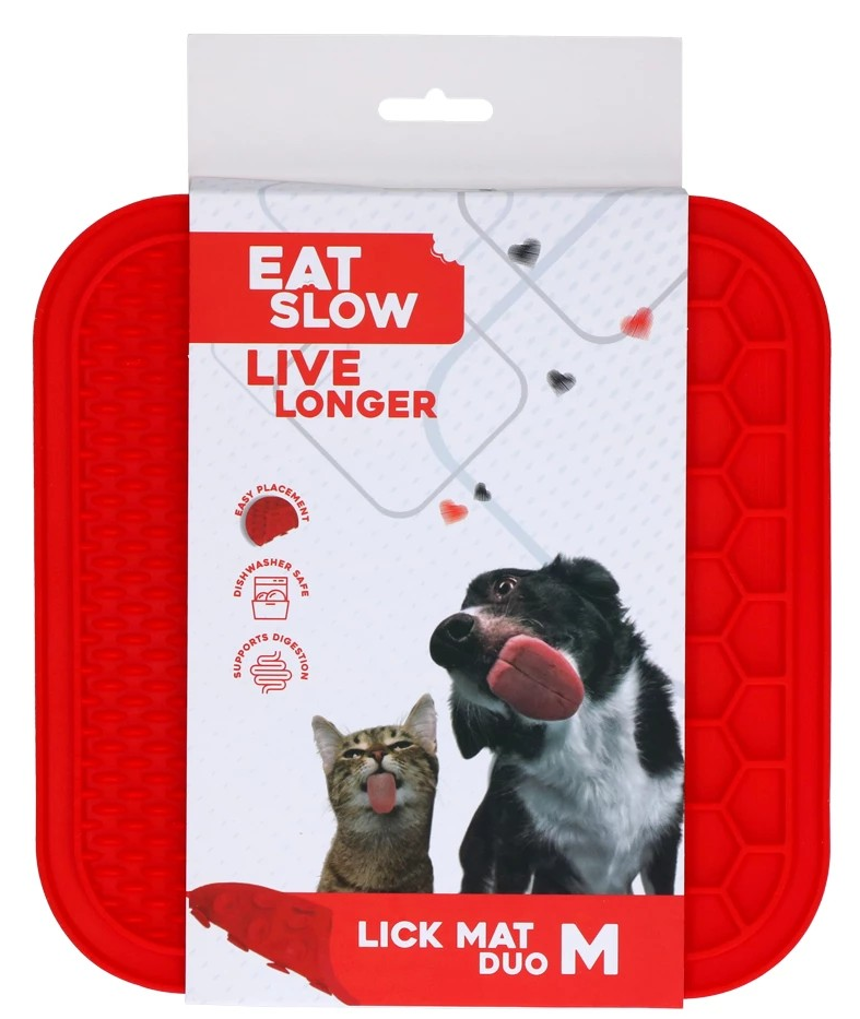 Eat Slow Live Longer Slikkemåtte Duo Rød