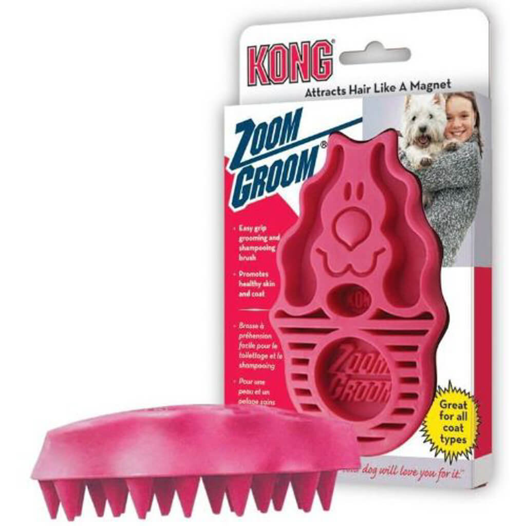Kong Zoomgroom Massage Børste Raspberry Hund